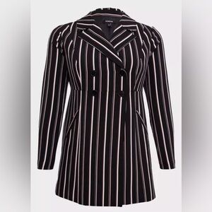 NEW Torrid A Line Double Breasted Striped Jacket Lined Size 2X
